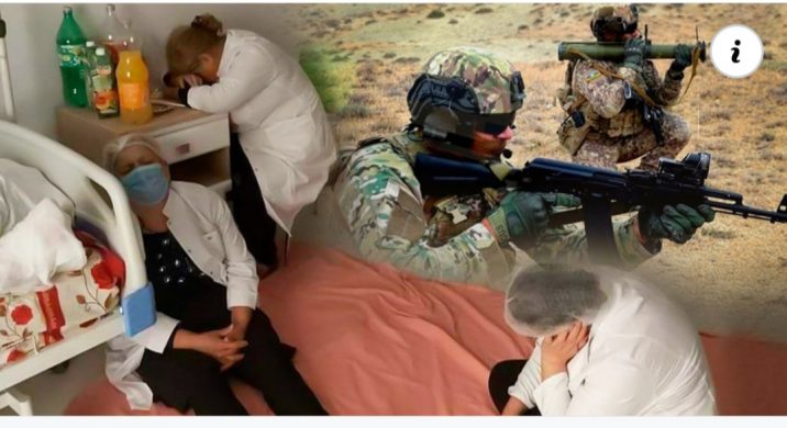 Hər kəs yaralı əsgərlərə yardım edən həkimlərin görüntüsündən danışır