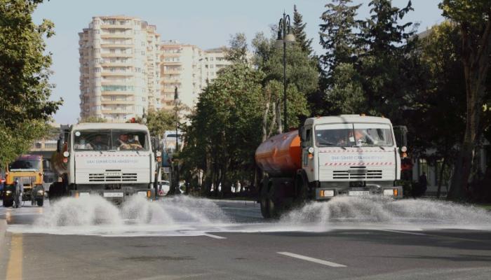 Əsas yollar və küçələr dezinfeksiya olunur – VİDEO