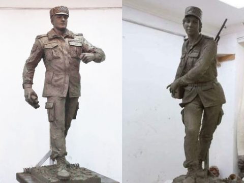 Polad Həşimov və Arəstə Baxışovanın heykəli hazırlanıb – VİDEO