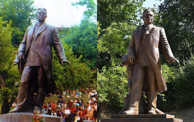 Hacıbəyovun Şuşadakı yeni heykəli 31 il əvvəlkinin eynisidir – Foto