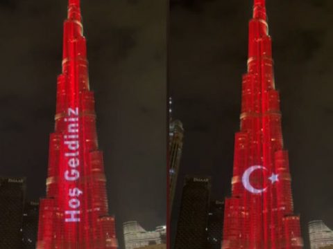 Dünyanın ən hündür tikilisi Türkiyə bayrağının rənglərinə boyandı – VİDEO