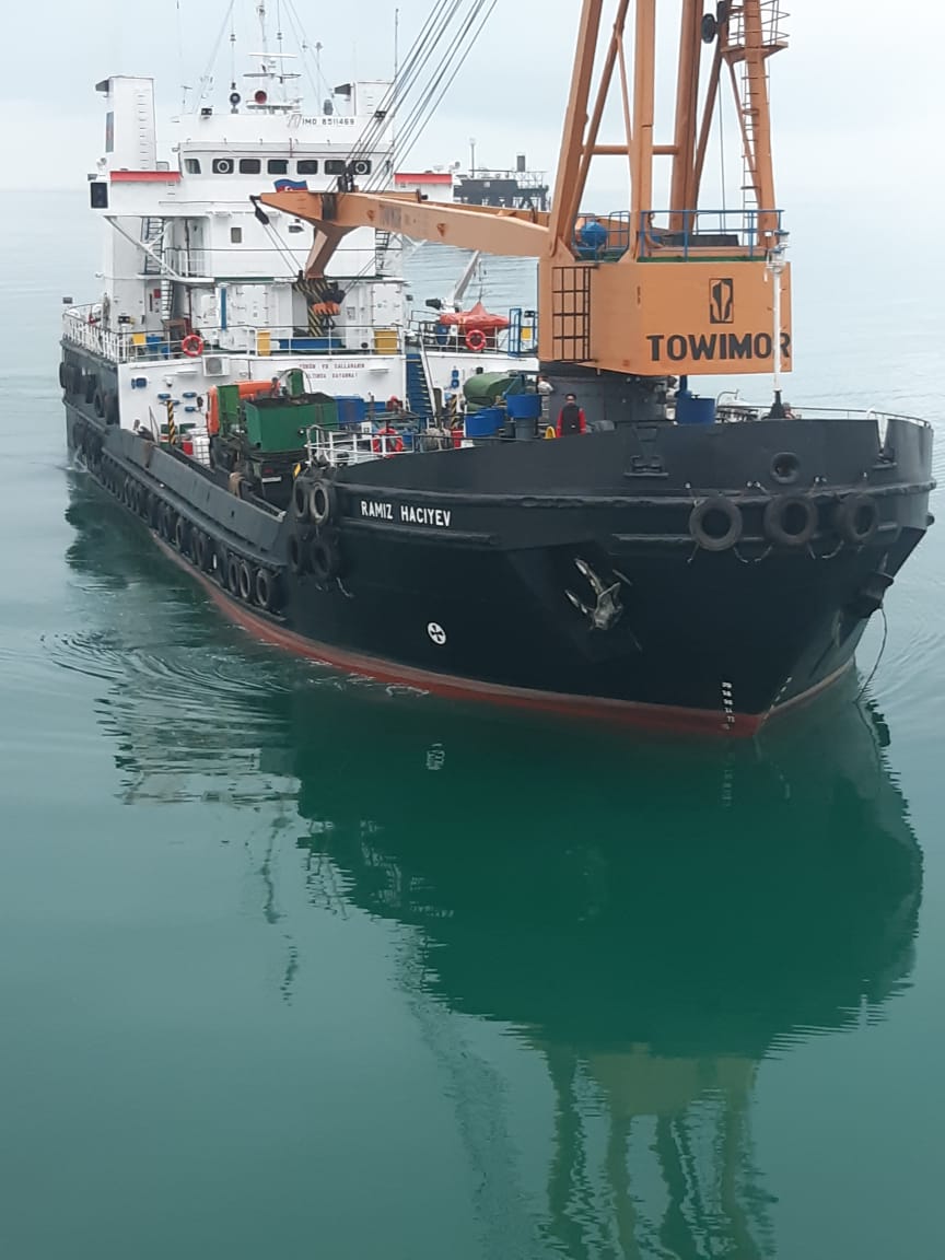 "Ramiz Hacıyev" kran gəmisi yenidən dənizə çıxdı